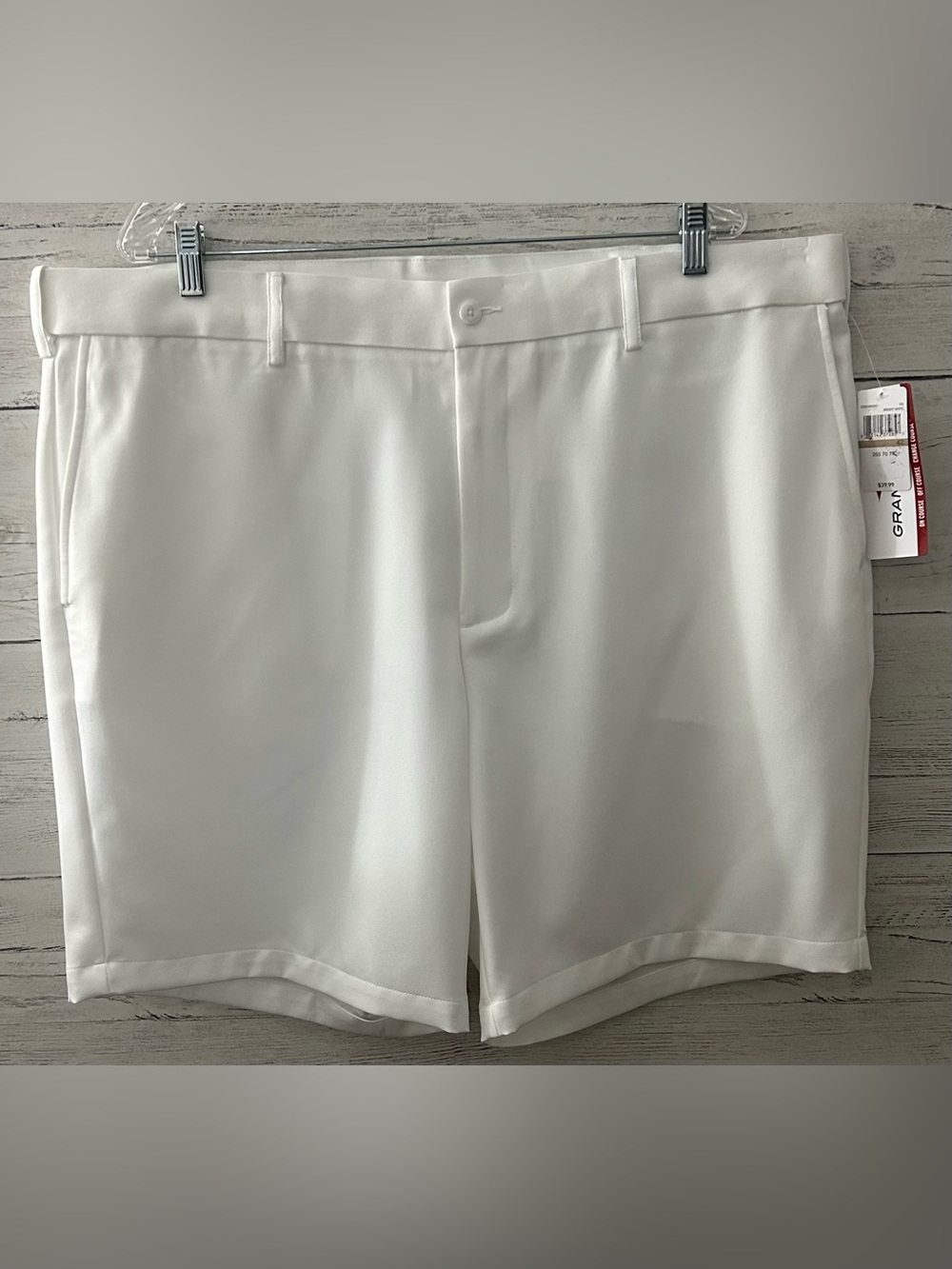 Grand Slam Performance Men’s Golf Shorts Size 42 White 9” Inseam FLAWED NWT